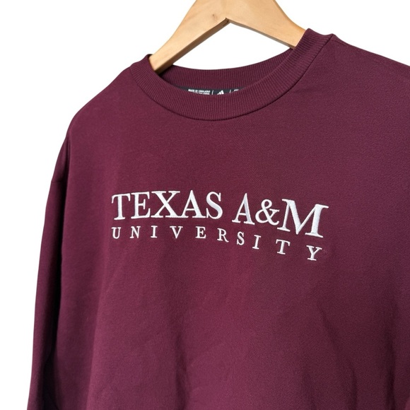 Adidas Texas A&M Women's Cropped Crew Sweater Maroon XL Long Sleeve Casual Comfy - Picture 2 of 7